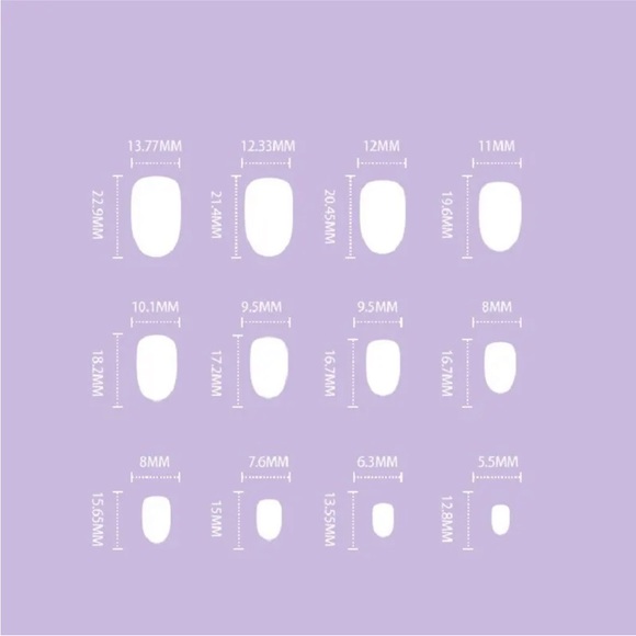 Long Full Cover Artificial Nail Tips Oval Blue Fake Nails With Design French - Picture 7 of 10